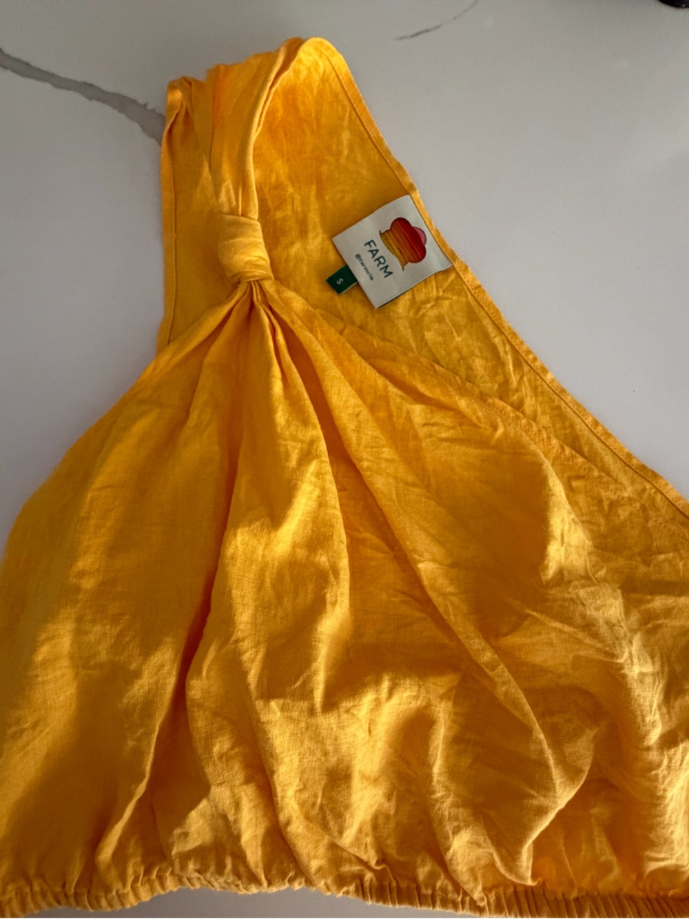 FARM Rio One-Shoulder Yellow Crop Top - Picture 4 of 6